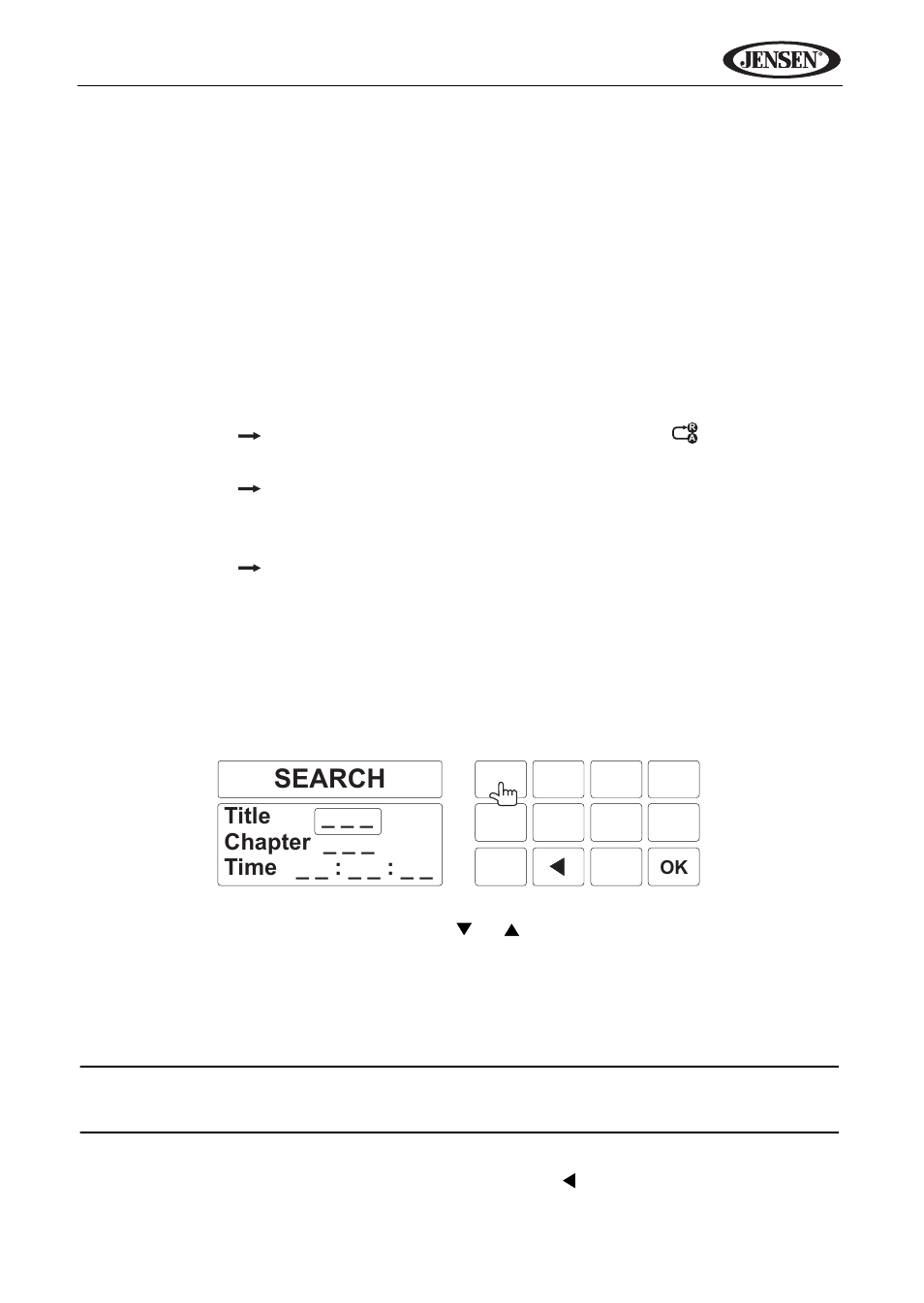 Vm9424 accessing the dvd menu, Direct search, Search | Jensen VM9424 User Manual | Page 30 / 120