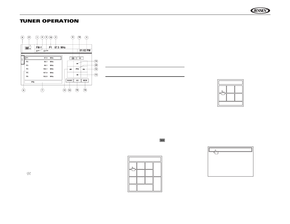 Uv9 tuner operation | Jensen UV9 User Manual | Page 17 / 84