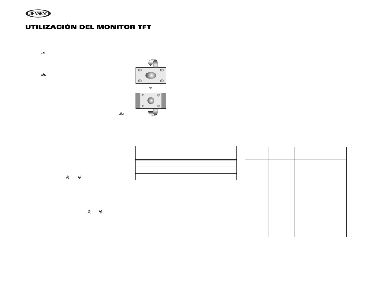 Uv9 utilización del monitor tft | Jensen UV9 User Manual | Page 36 / 84