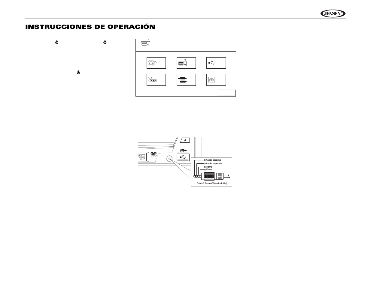 Source menu, Uv9 instrucciones de operación | Jensen UV9 User Manual | Page 37 / 84