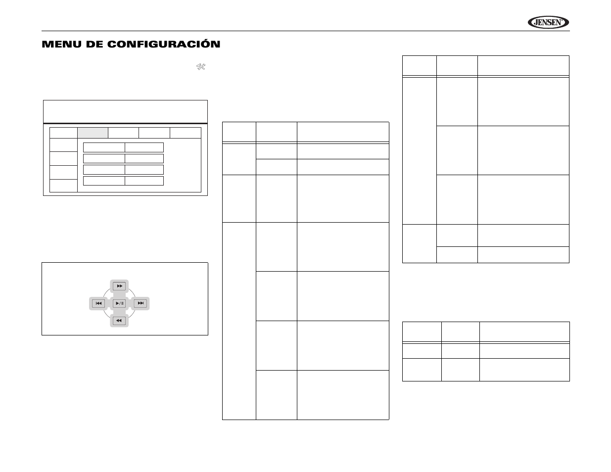 Setup menu, Uv9 menu de configuración | Jensen UV9 User Manual | Page 39 / 84