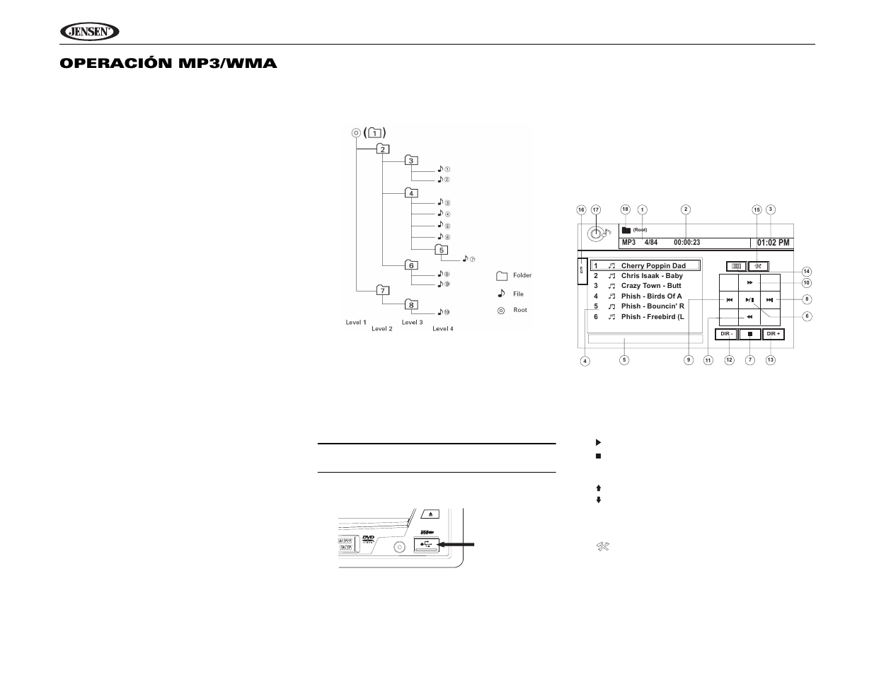 Uv9 operación mp3/wma | Jensen UV9 User Manual | Page 48 / 84