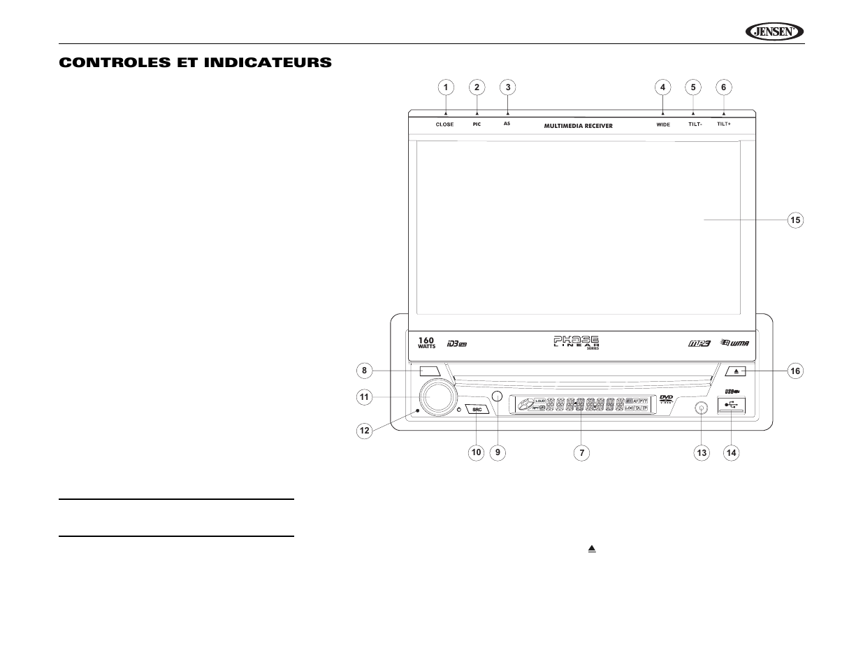 Uv9 controles et indicateurs | Jensen UV9 User Manual | Page 59 / 84