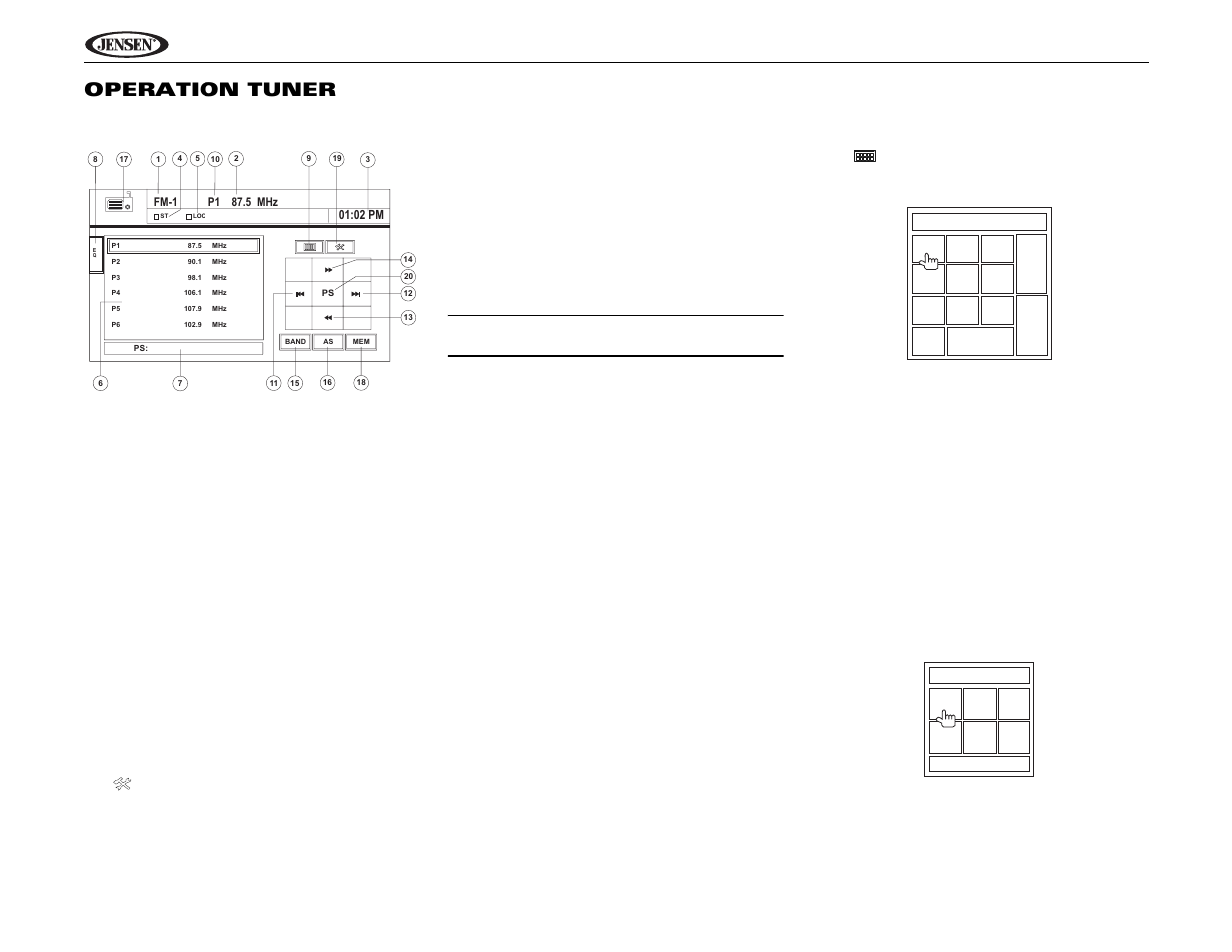 Uv9 operation tuner | Jensen UV9 User Manual | Page 68 / 84