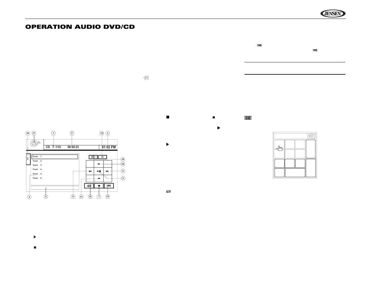 Uv9 operation audio dvd/cd | Jensen UV9 User Manual | Page 73 / 84