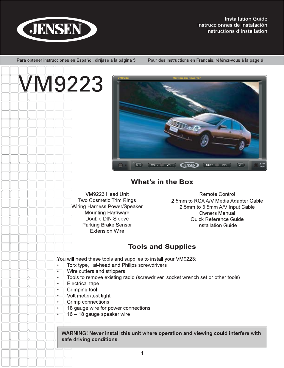 Jensen VM9223 User Manual | 12 pages