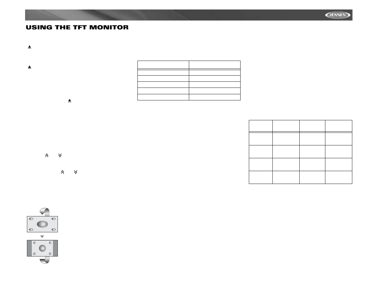 Vm9311 using the tft monitor | Jensen Mobile Multimedia AM/FM/DVD Receiver VM9311 User Manual | Page 17 / 90