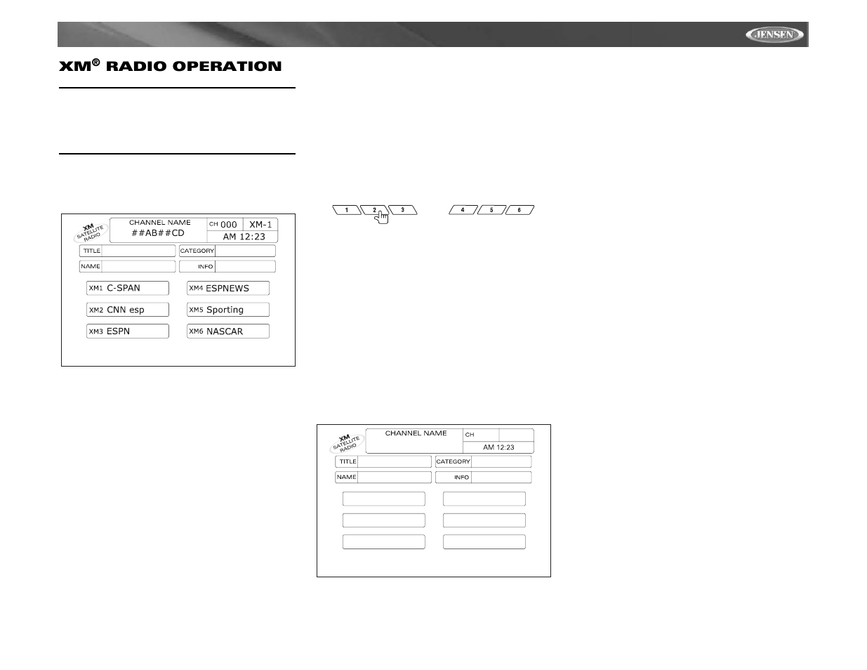 Vm9311 xm, Radio operation | Jensen Mobile Multimedia AM/FM/DVD Receiver VM9311 User Manual | Page 29 / 90