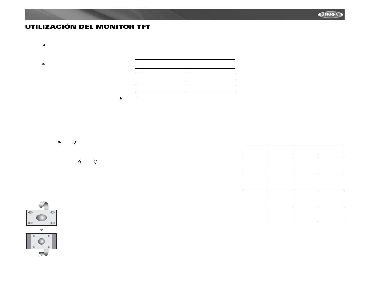 Vm9311 utilización del monitor tft | Jensen Mobile Multimedia AM/FM/DVD Receiver VM9311 User Manual | Page 45 / 90