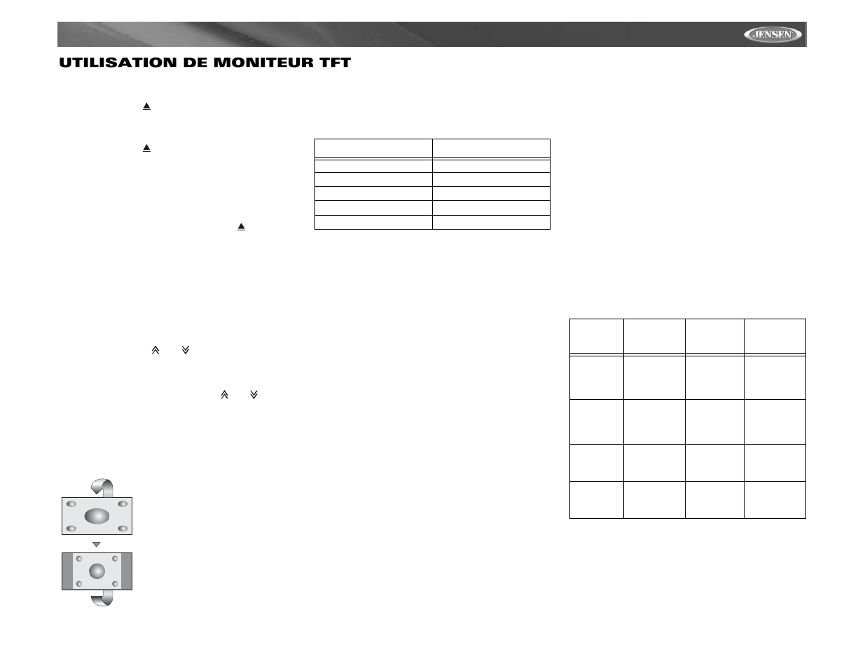 Vm9311 utilisation de moniteur tft | Jensen Mobile Multimedia AM/FM/DVD Receiver VM9311 User Manual | Page 73 / 90