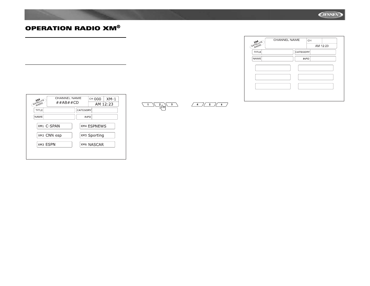 Vm9311 operation radio xm | Jensen Mobile Multimedia AM/FM/DVD Receiver VM9311 User Manual | Page 85 / 90