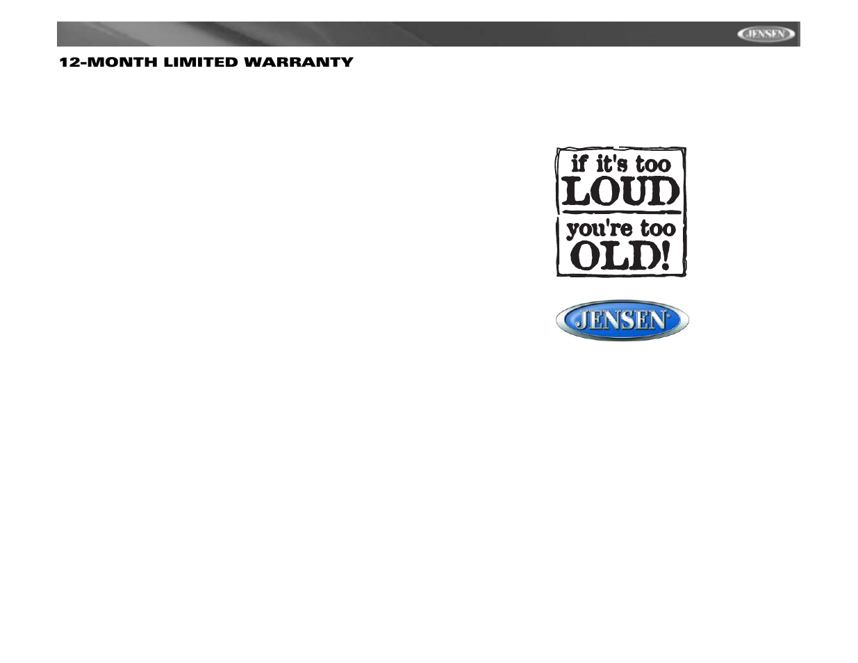 Cdx6311, Month limited warranty | Jensen CDX6311 User Manual | Page 19 / 52