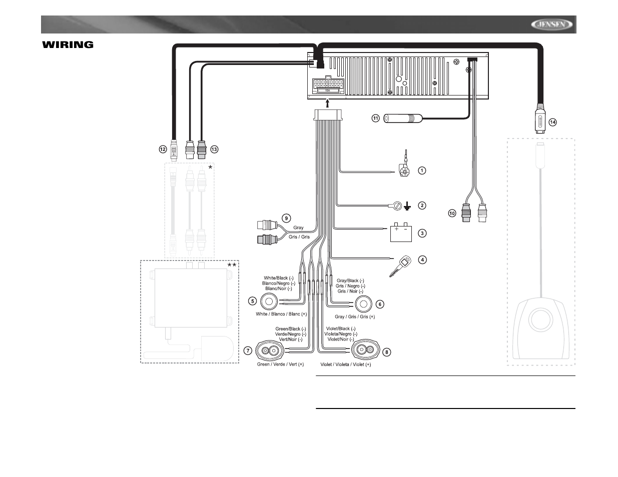 Cdx6311, Wiring | Jensen CDX6311 User Manual | Page 7 / 52