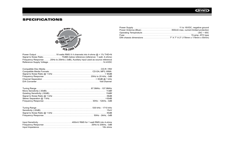 Jensen MP6512i User Manual | Page 27 / 30