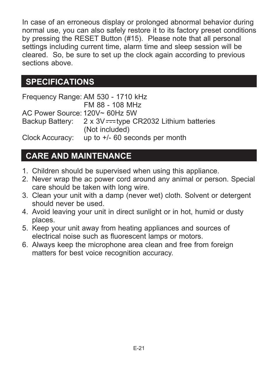 Jensen Smart Talk JCR-290 User Manual | Page 22 / 25