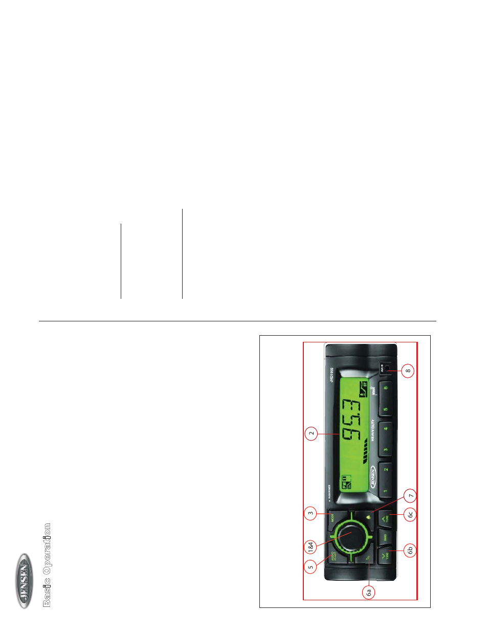Jhd1000, Bas ic o pe ra ti on, Basic operation | Jensen JHD1000 User Manual | Page 4 / 6