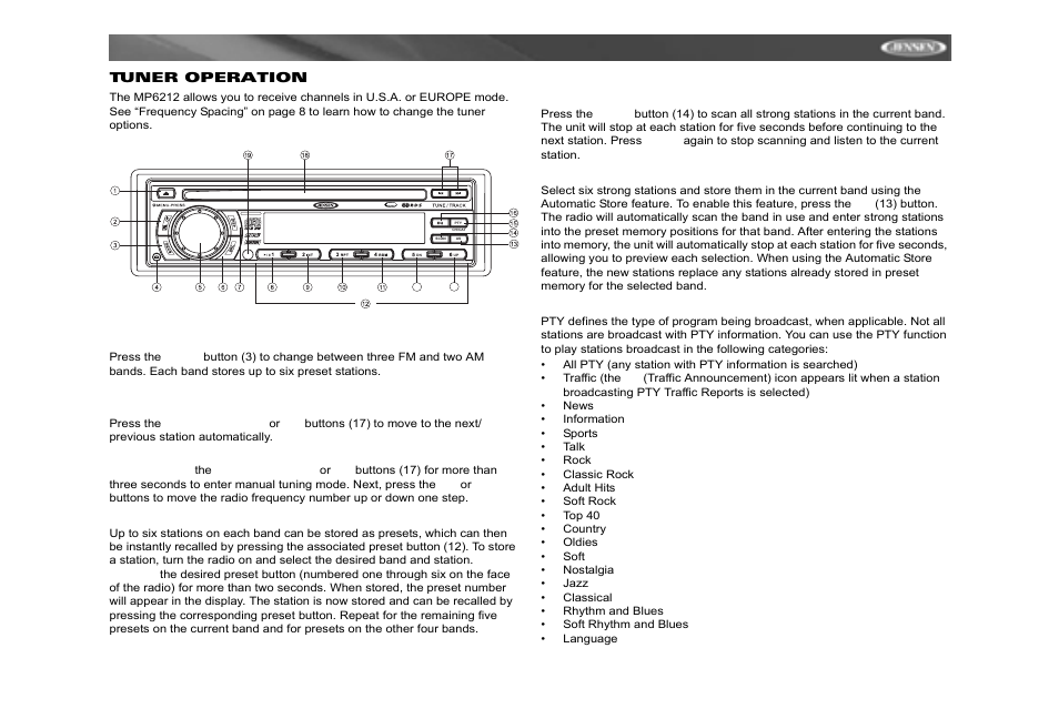 Mosfet powered, Ready | Jensen MP6212 User Manual | Page 11 / 24