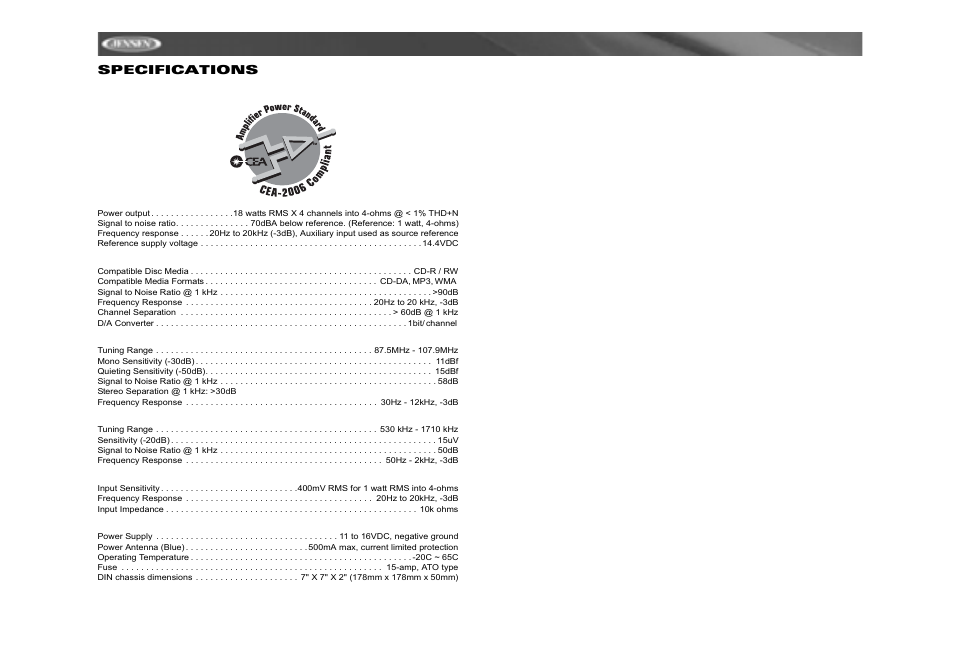 Jensen MP6212 User Manual | Page 22 / 24