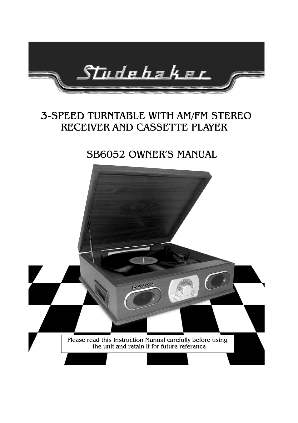 Jensen Studehaker SB6052 User Manual | 9 pages
