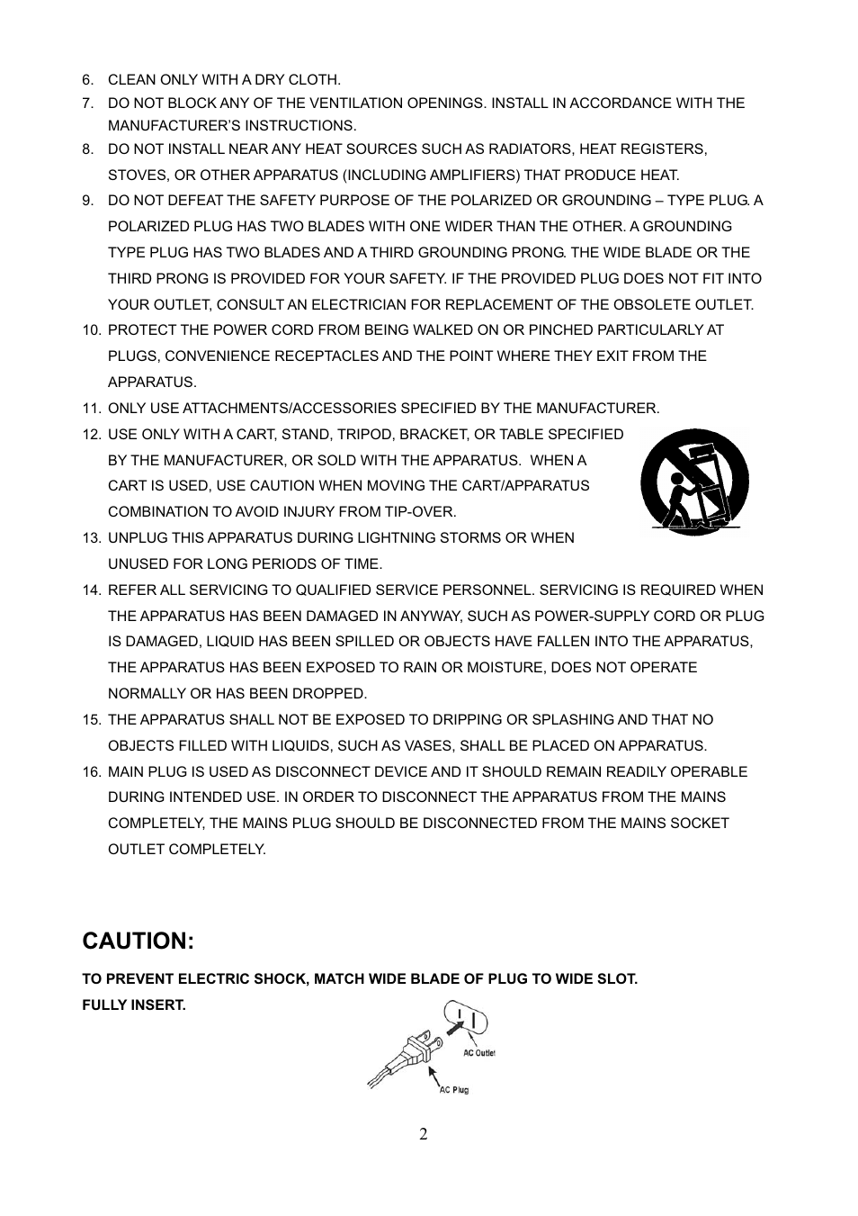 Caution | Jensen Studehaker SB6052 User Manual | Page 3 / 9