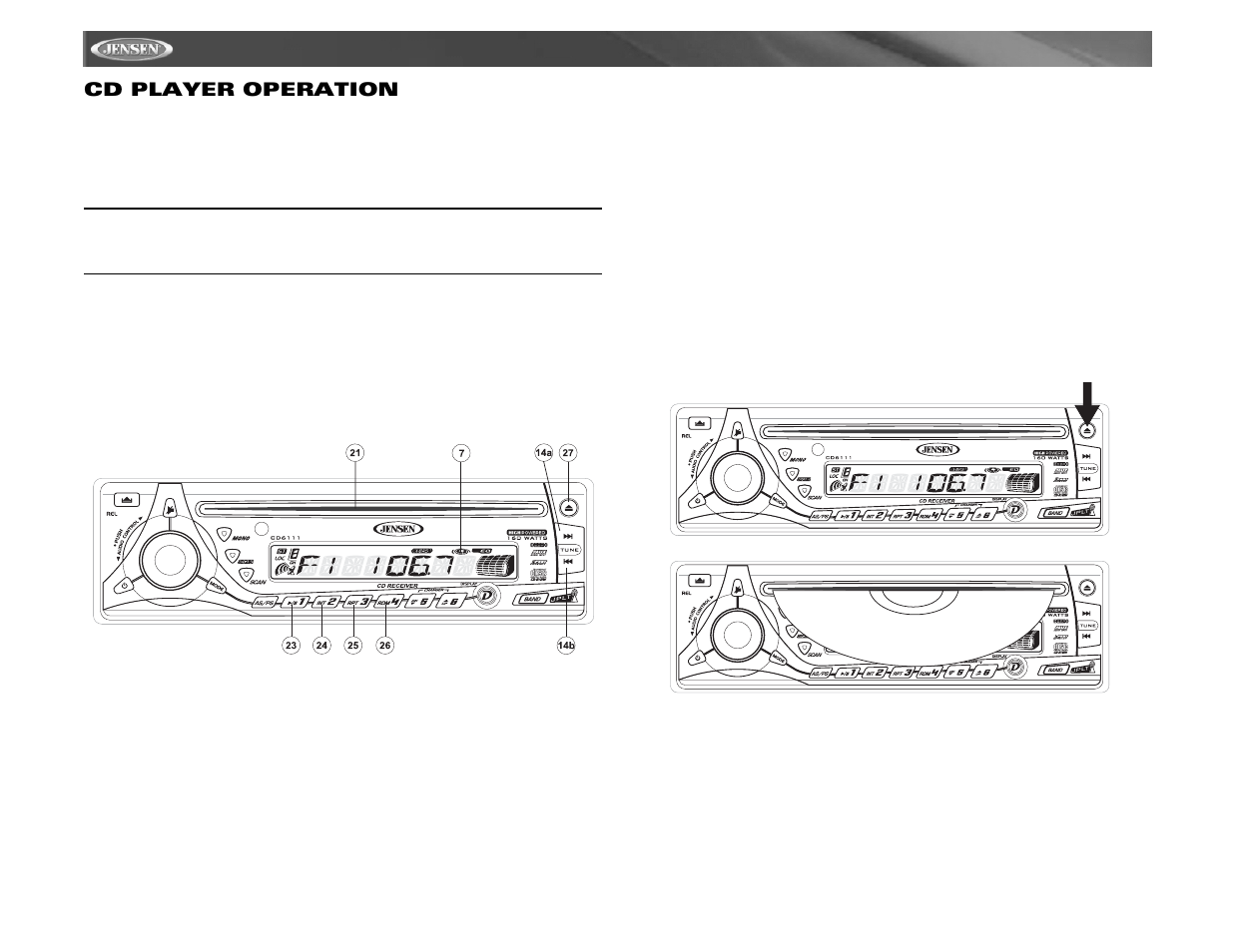 Cd6111, Cd player operation | Jensen CD6111 User Manual | Page 12 / 40