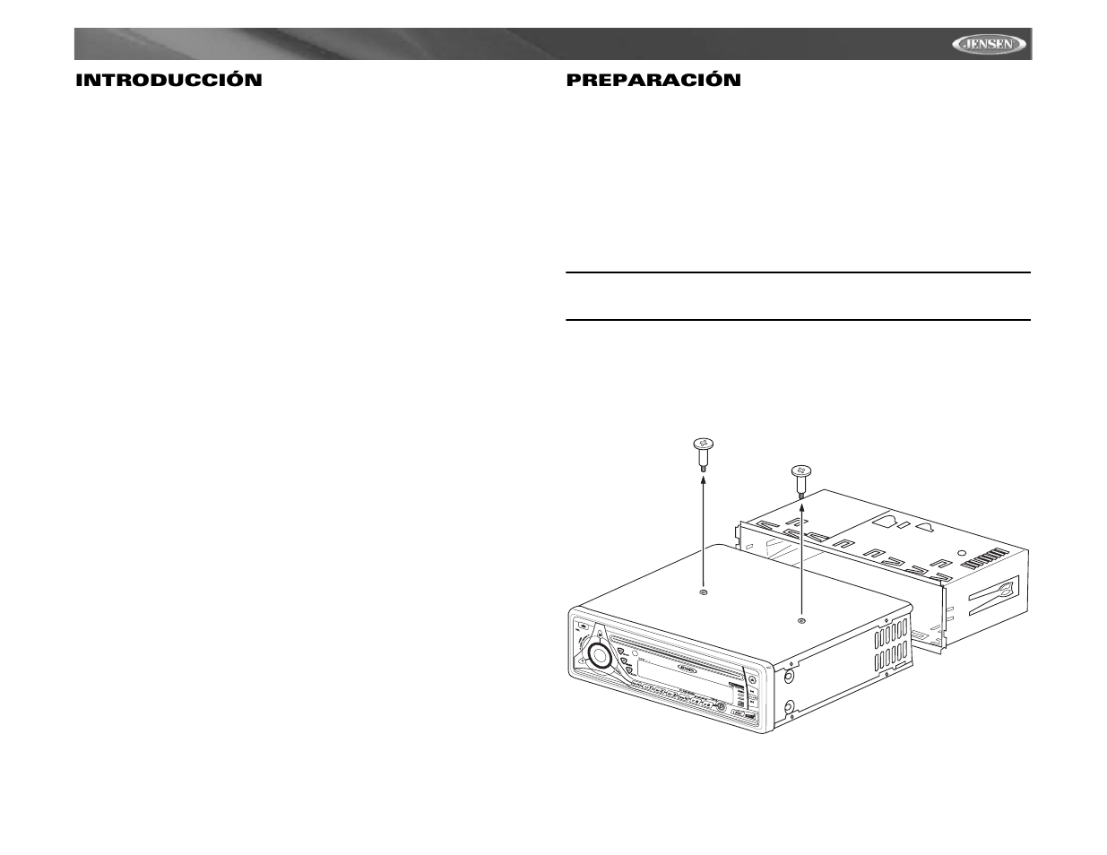 Cd6111 introducción, Preparación | Jensen CD6111 User Manual | Page 17 / 40