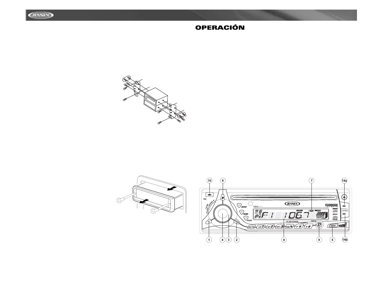Cd6111, Operación | Jensen CD6111 User Manual | Page 20 / 40