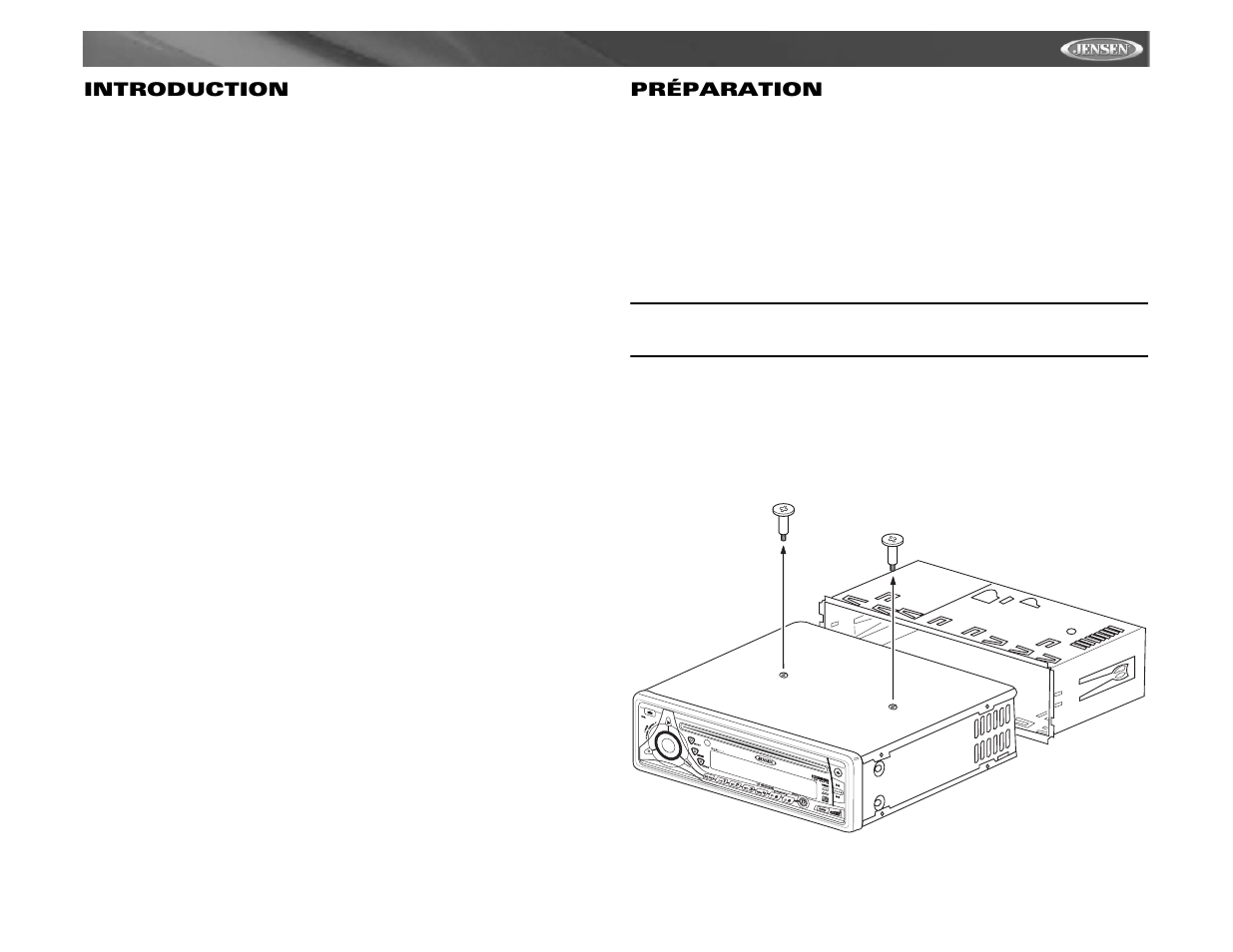 Cd6111 introduction, Préparation | Jensen CD6111 User Manual | Page 29 / 40