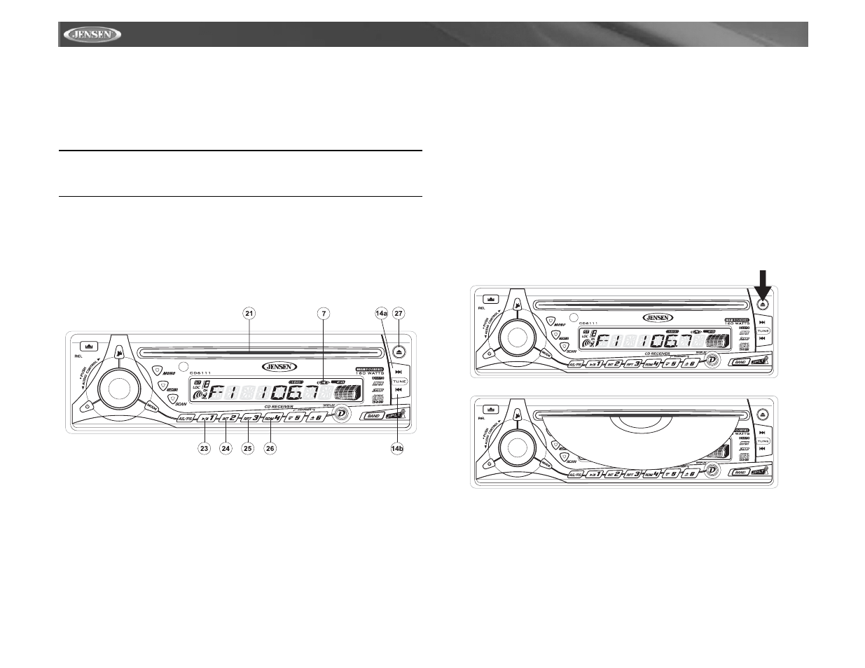 Cd6111 opération de la platine cd | Jensen CD6111 User Manual | Page 36 / 40