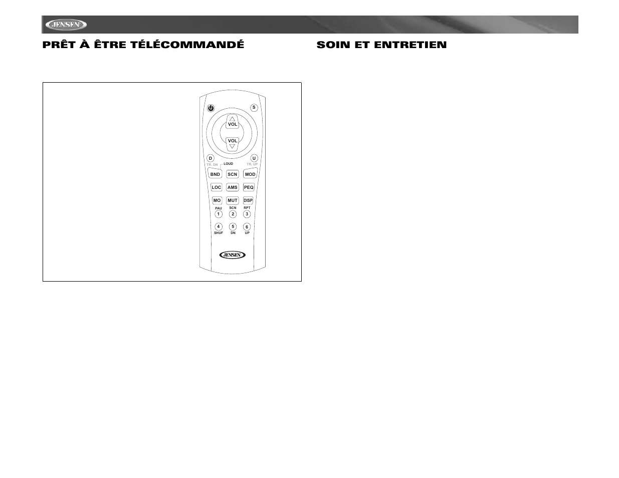 Cd6111 prêt à être télécommandé, Soin et entretien | Jensen CD6111 User Manual | Page 38 / 40