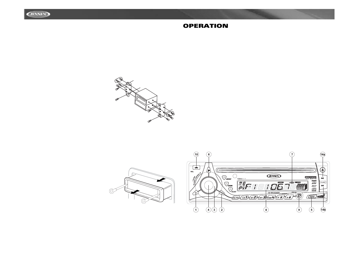 Cd6111, Operation | Jensen CD6111 User Manual | Page 8 / 40