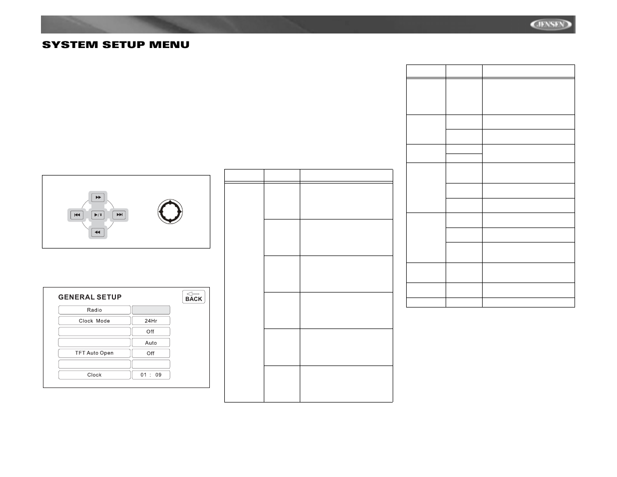 Vm9311ts system setup menu | Jensen vm9311ts User Manual | Page 17 / 96