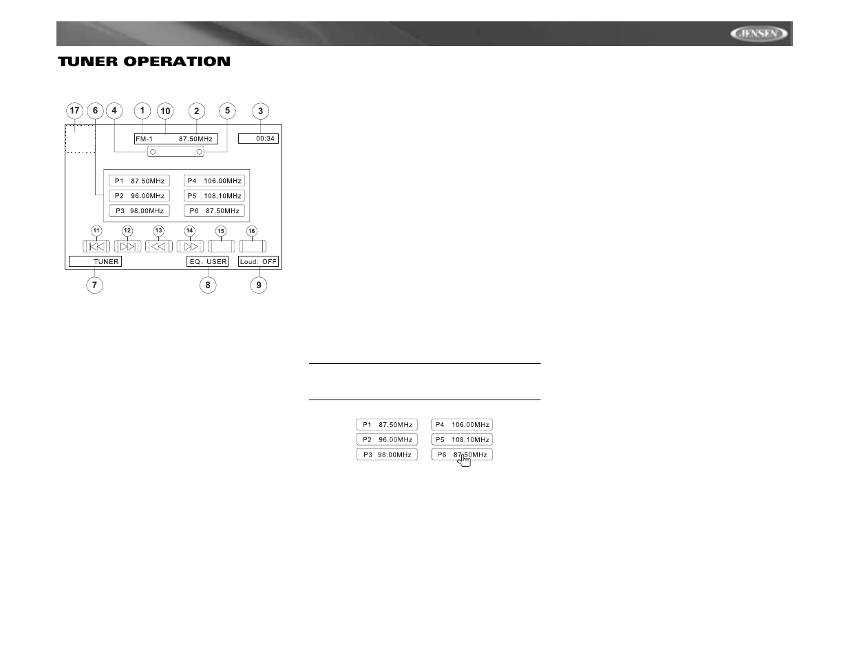 Vm9311ts tuner operation | Jensen vm9311ts User Manual | Page 19 / 96