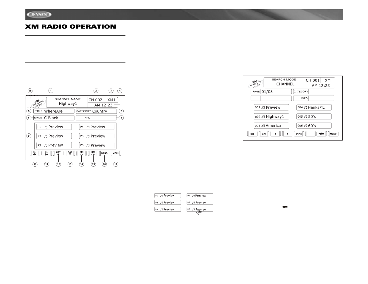 Vm9311ts xm radio operation | Jensen vm9311ts User Manual | Page 20 / 96