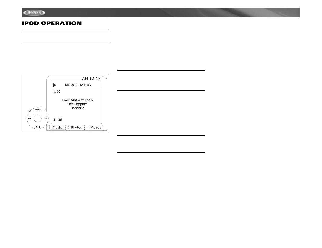 Vm9311ts ipod operation | Jensen vm9311ts User Manual | Page 28 / 96