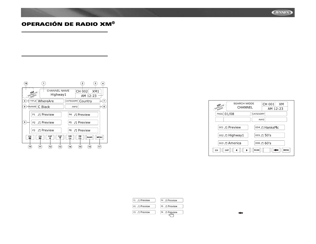 Vm9311ts operación de radio xm | Jensen vm9311ts User Manual | Page 49 / 96