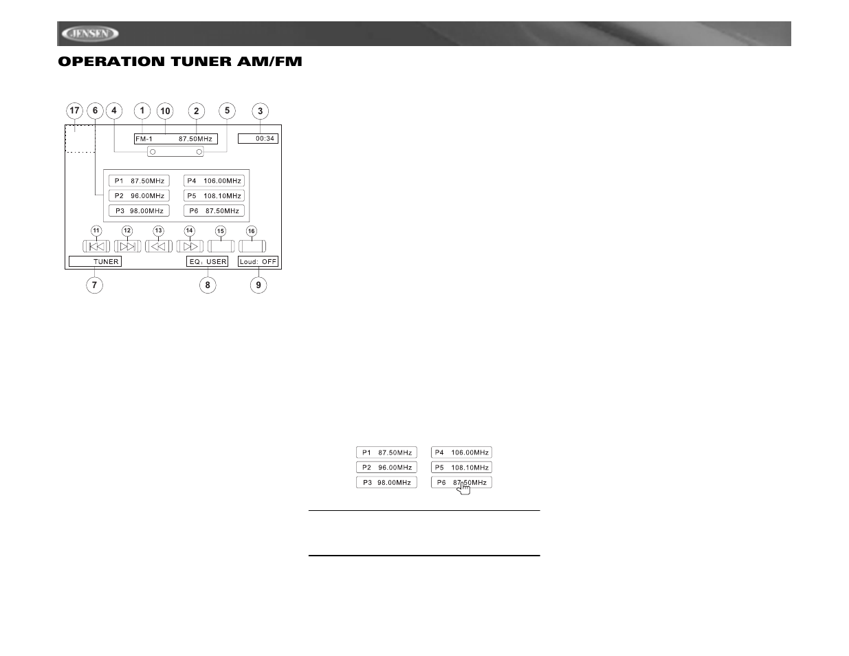 Vm9311ts operation tuner am/fm | Jensen vm9311ts User Manual | Page 82 / 96