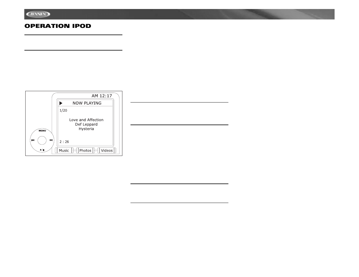 Vm9311ts operation ipod | Jensen vm9311ts User Manual | Page 92 / 96