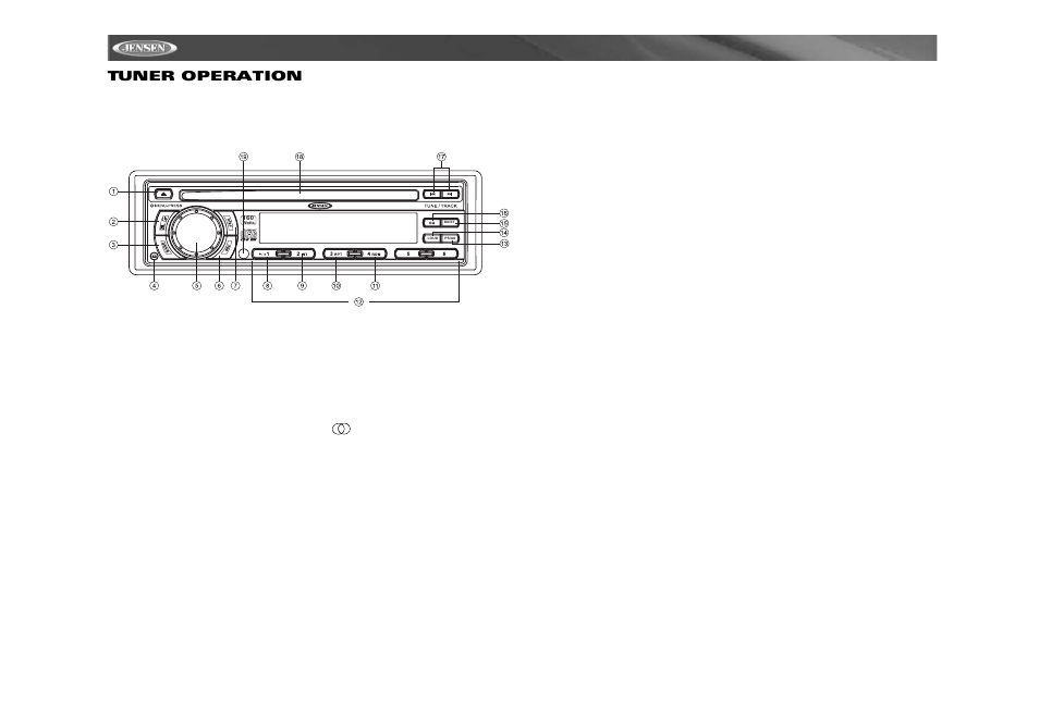 Cd6112, Tuner operation | Jensen CD6112 User Manual | Page 12 / 24