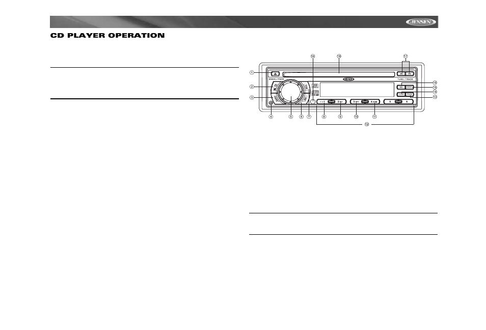 Cd6112 cd player operation | Jensen CD6112 User Manual | Page 13 / 24