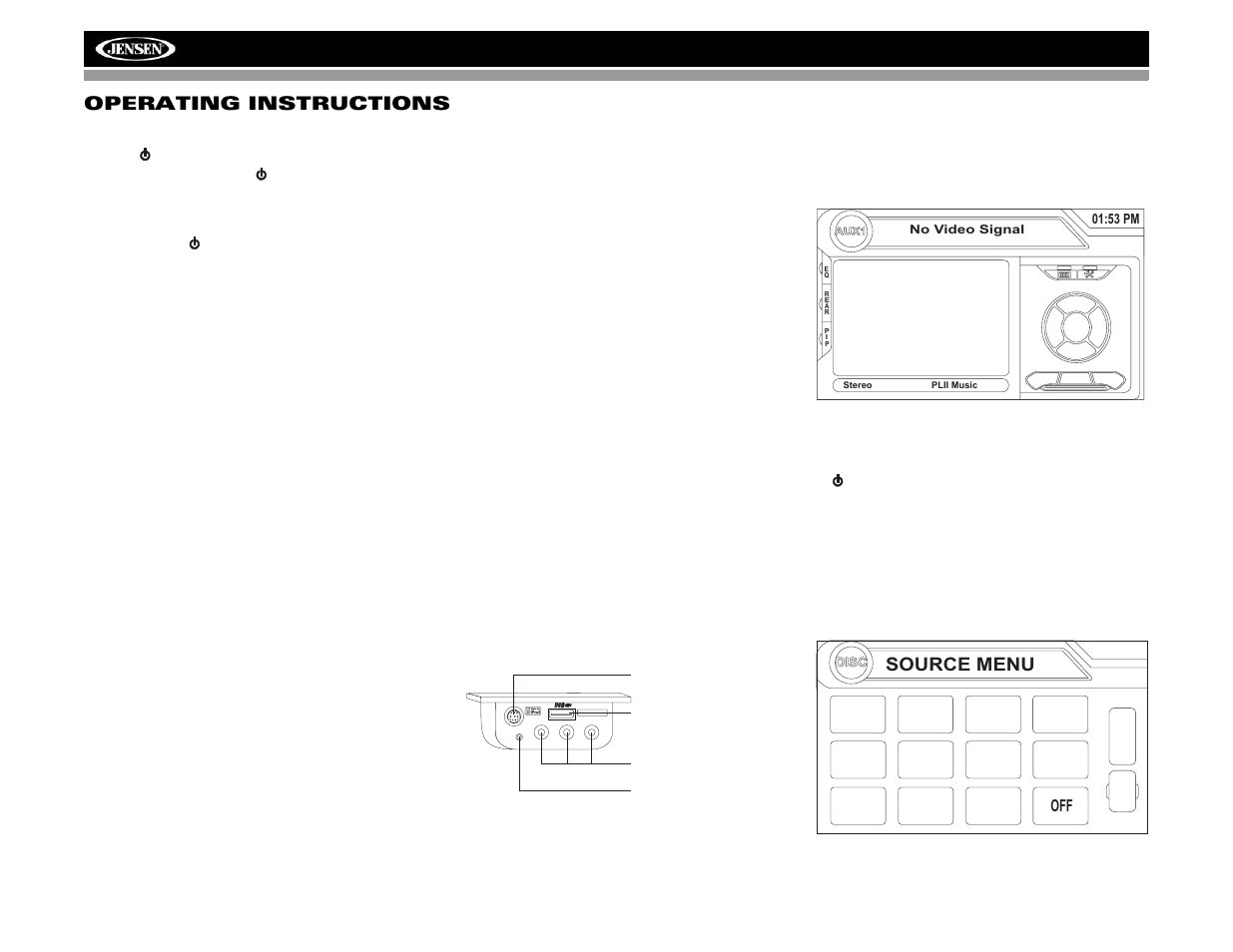 Vm9022hd operating instructions, Source menu | Jensen VM9022HD User Manual | Page 18 / 46