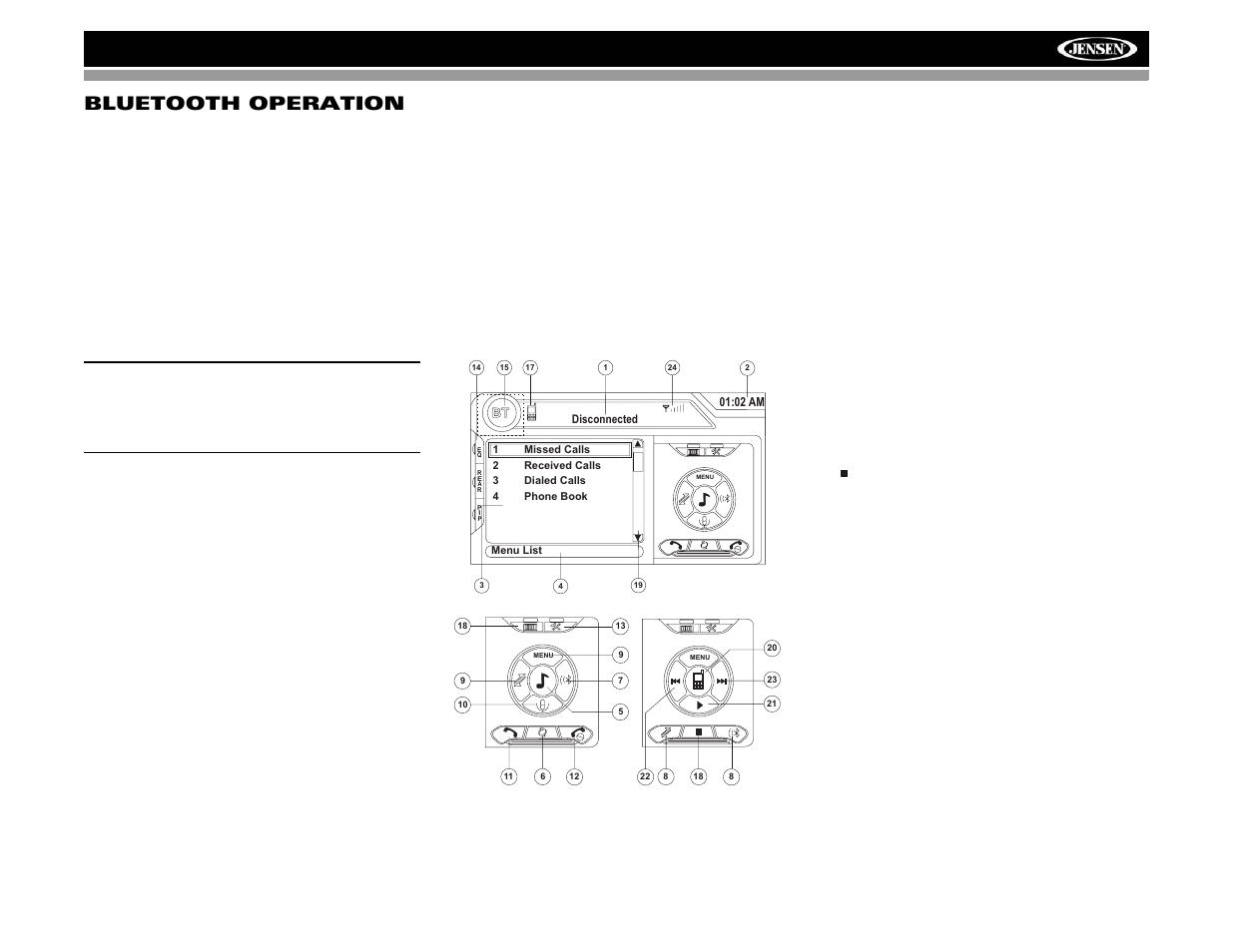 Vm9022hd bluetooth operation | Jensen VM9022HD User Manual | Page 35 / 46