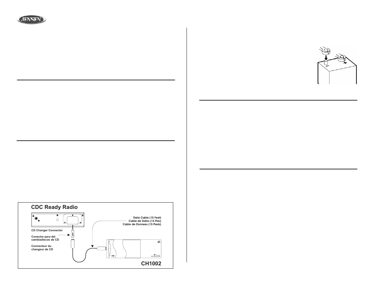 Ch1002, Wiring, Cableado | Cablage | Jensen CH1002 User Manual | Page 12 / 17
