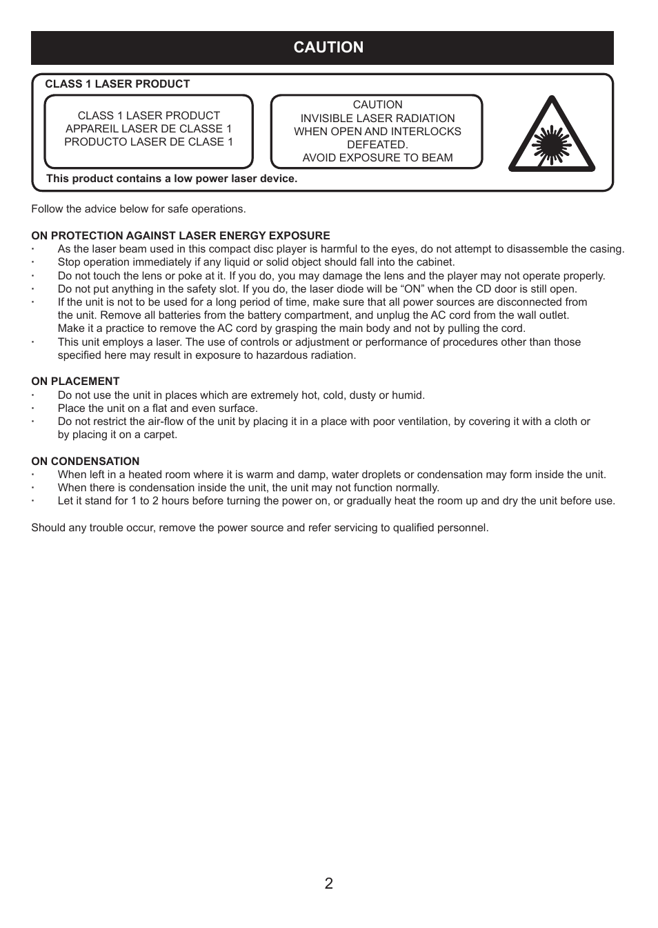 Caution | Jensen Hello Kitty KT2028A User Manual | Page 3 / 10