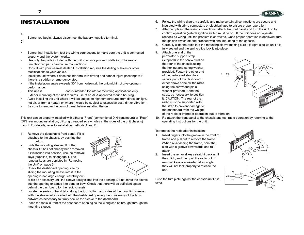 Mcd5070, Installation | Jensen MCD5070 User Manual | Page 3 / 10