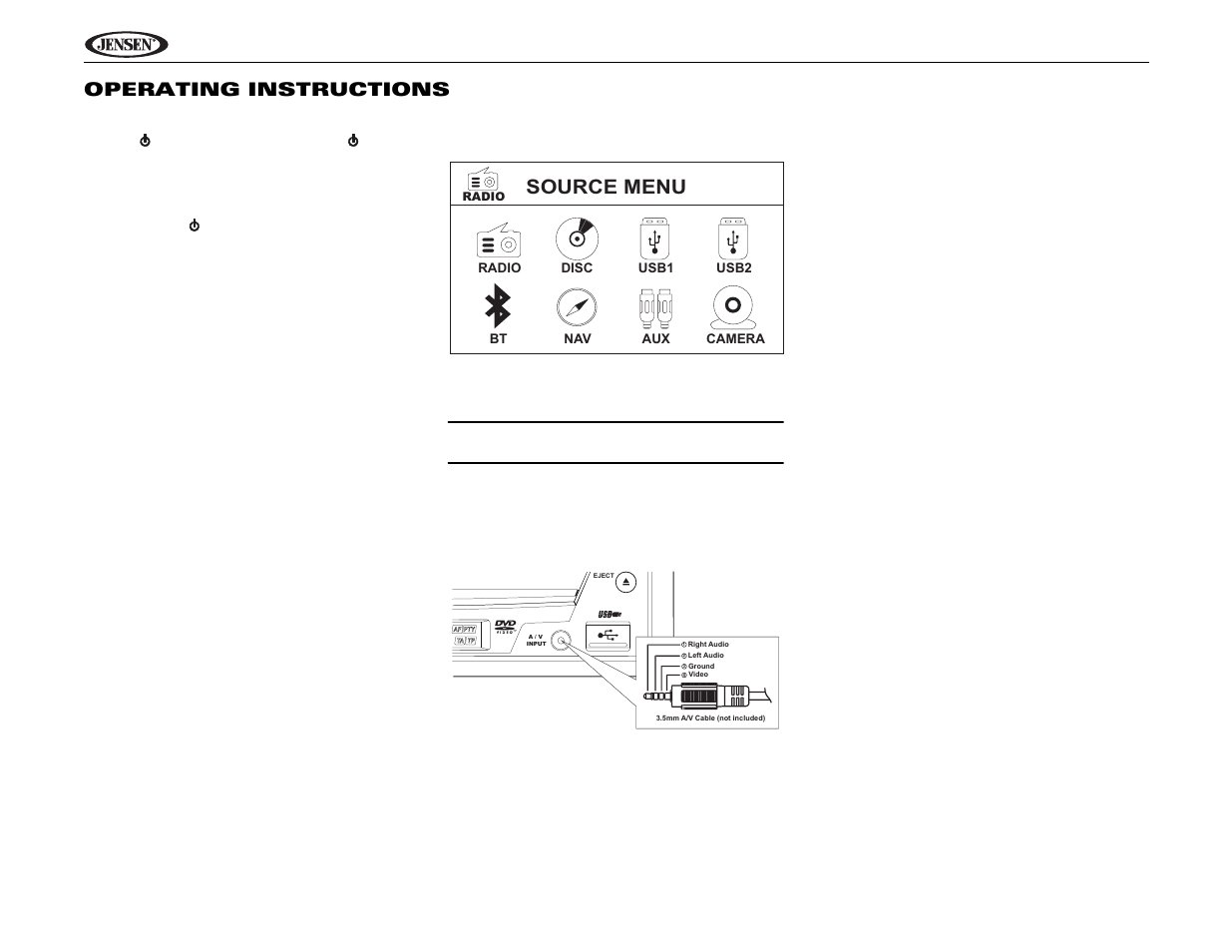 Source menu, Uv10 operating instructions | Jensen Phase Linear UV10 User Manual | Page 10 / 90