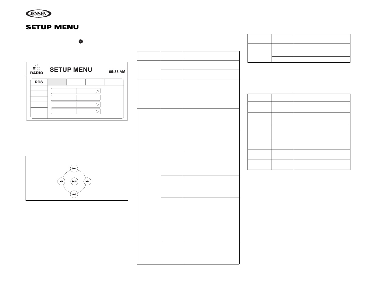 Setup menu, Uv10 setup menu | Jensen Phase Linear UV10 User Manual | Page 12 / 90