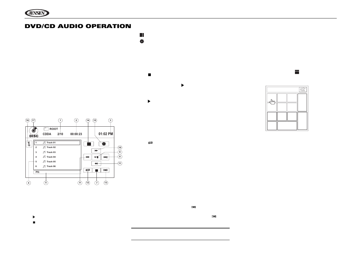 Uv10 dvd/cd audio operation | Jensen Phase Linear UV10 User Manual | Page 20 / 90