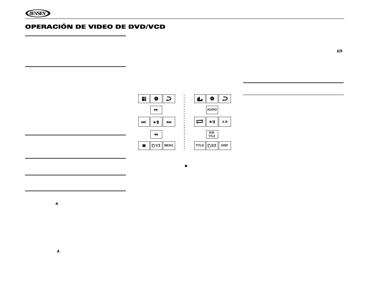 Uv10 operación de video de dvd/vcd | Jensen Phase Linear UV10 User Manual | Page 44 / 90