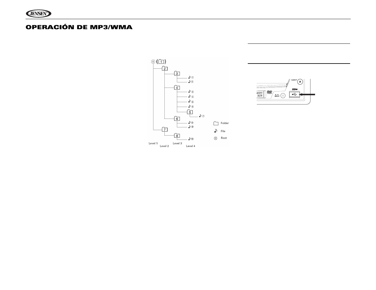 Uv10 operación de mp3/wma | Jensen Phase Linear UV10 User Manual | Page 48 / 90